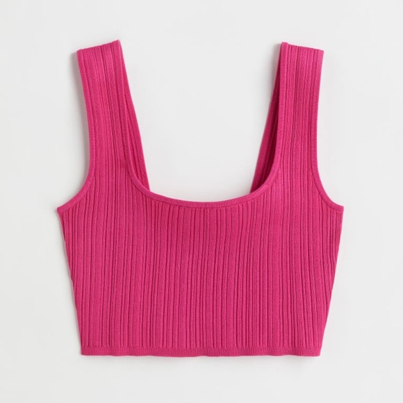 H&M pink ribbed crop top - Picture 2 of 6